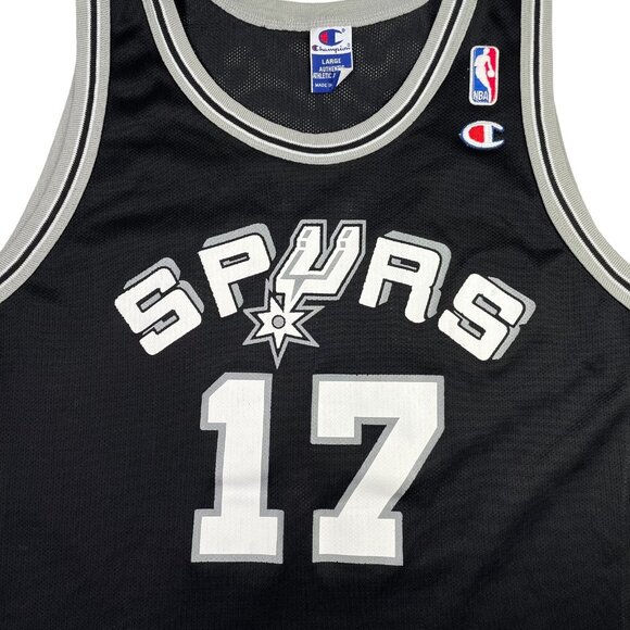 Rare VTG Champion NBA San Antonio Spurs Autographed Mario Elie Basketball Jersey - Picture 5 of 10